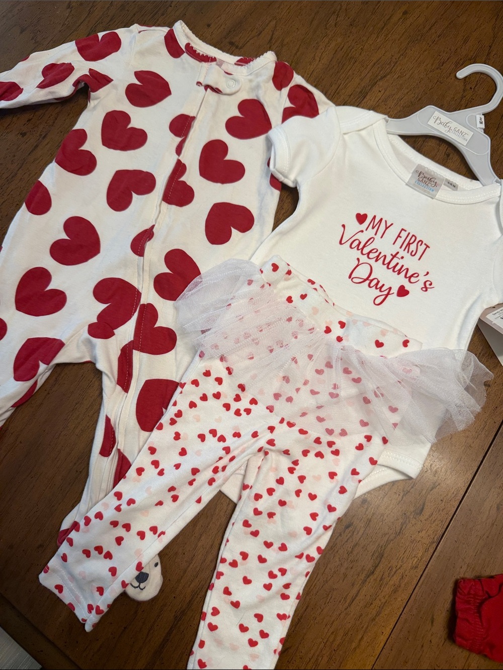 Valentine's Baby Outfit Bundle - White & Red Hearts 3-6 M